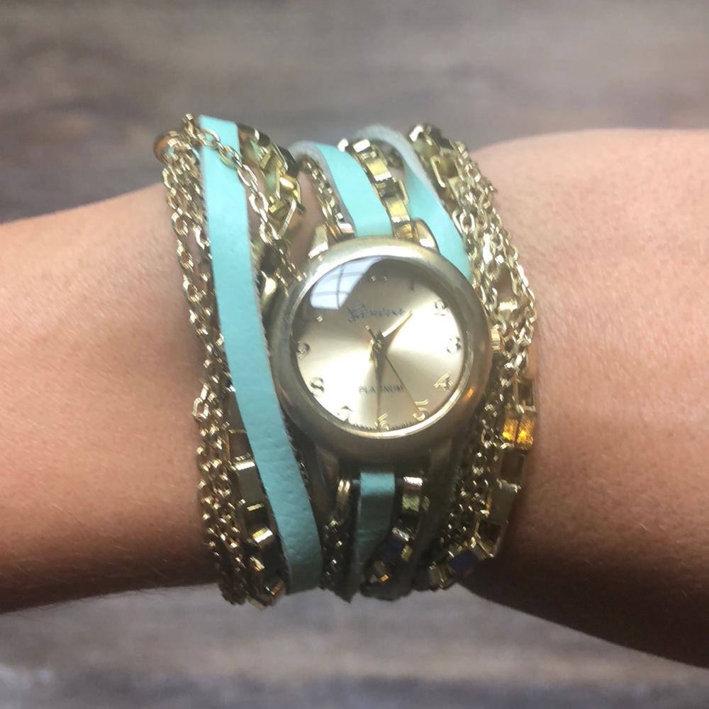 Gold and mint statement watch